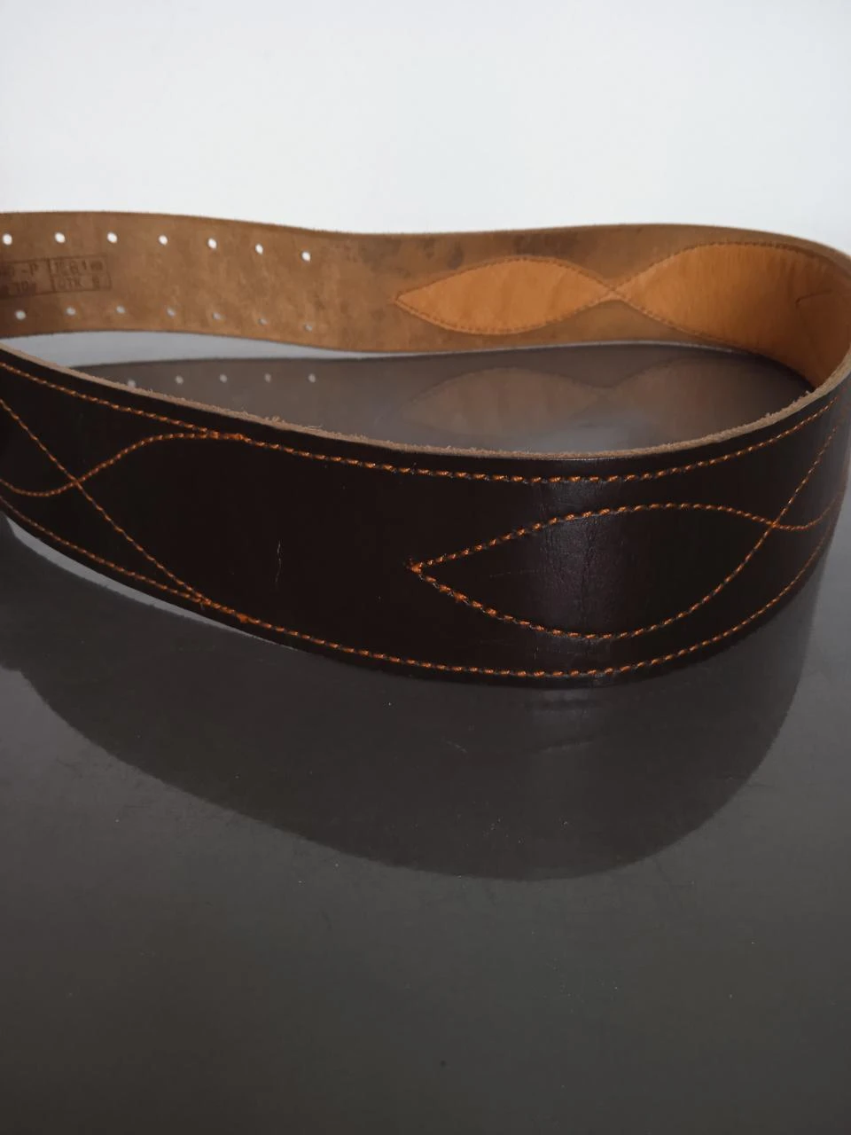 Vintage leren riem URSS 1981, echt leer, metalen gesp – photo 3